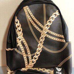 NWOT 27 Club Black Gold Chains Backpack #UPST